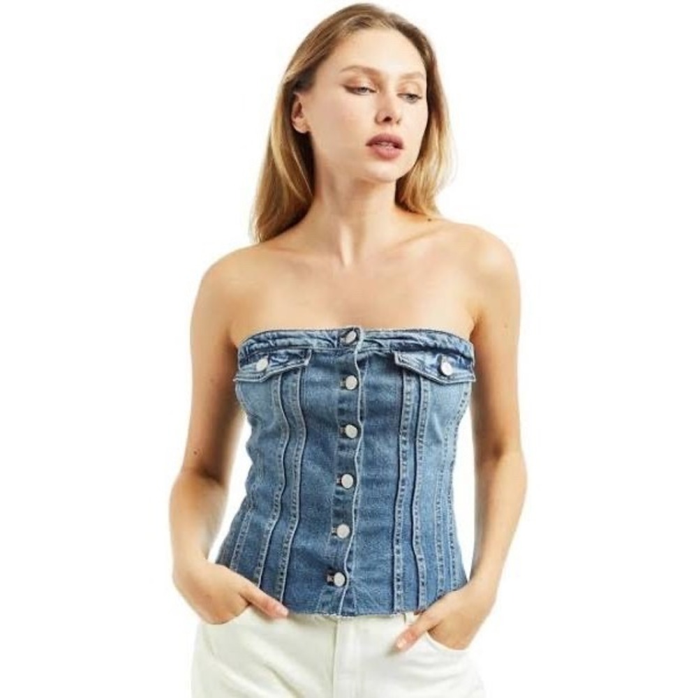 NWT | Tractr Medium Dark Wash Jean Corset | Size L
